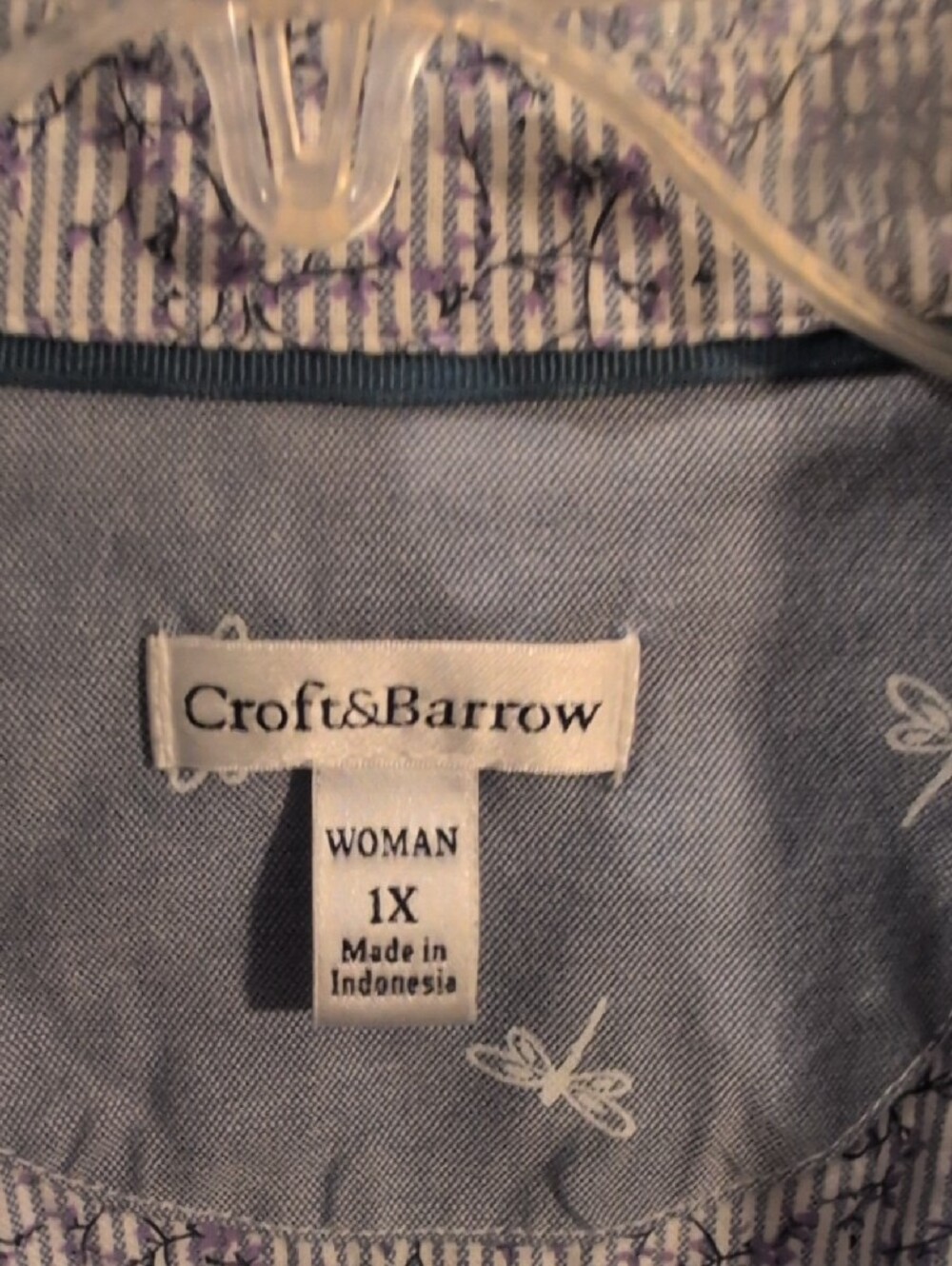 croft & barrow Light Blue Micro-Pattern Button Front Blouse - Picture 2 of 4